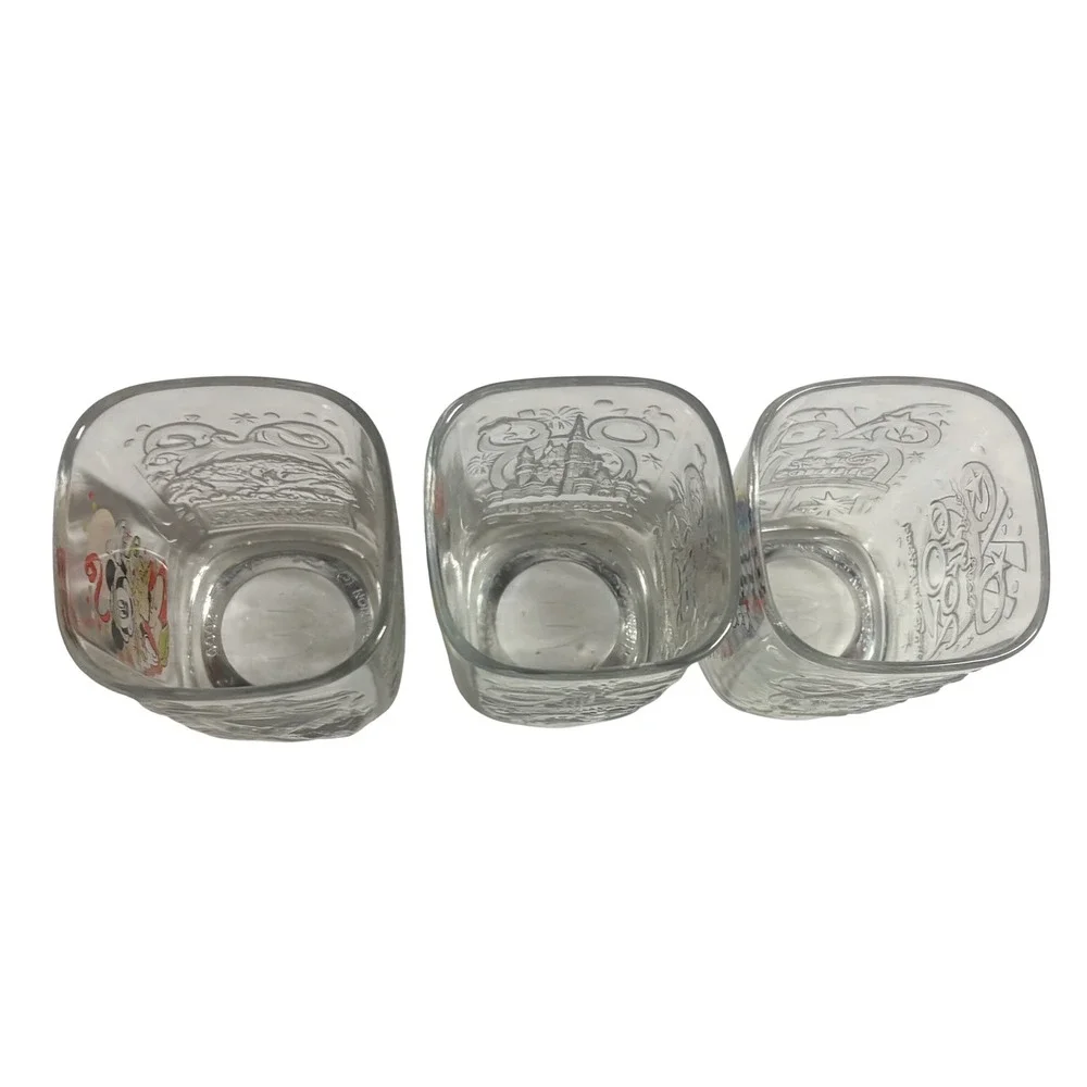 Disney World 2000 Celebration McDonalds Mickey‎ Mouse Glass Mugs Set of 3 Clear